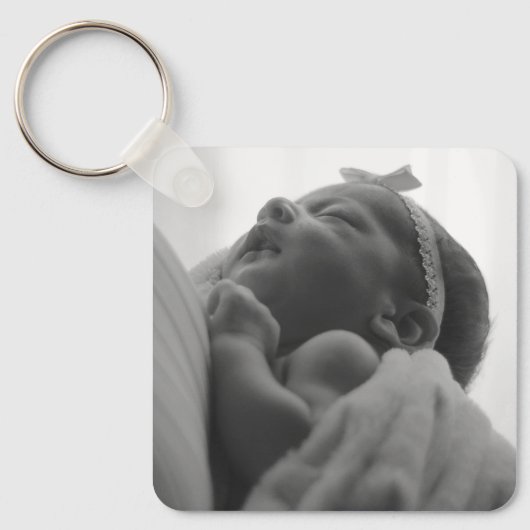 Douane Twee Foto Dubbelzijdig Vierkant Sleutelhanger (Voorkant)