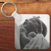 Douane Twee Foto Dubbelzijdig Vierkant Sleutelhanger (Voorkant)