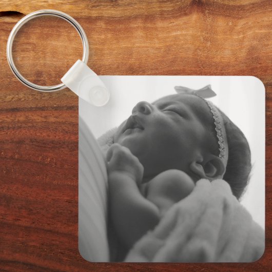 Douane Twee Foto Dubbelzijdig Vierkant Sleutelhanger (Voorkant)