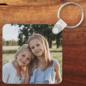 Douane Twee Foto Dubbelzijdig Vierkant Sleutelhanger (Achterkant)