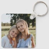 Douane Twee Foto Dubbelzijdig Vierkant Sleutelhanger (Achterkant)