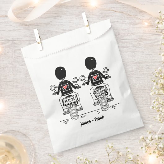 Douane Twee Grooms Biker Motorfiets Bruiloft Bedankzakje (Geknipt)