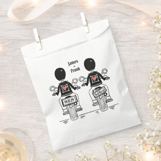 Douane Twee Grooms Biker Motorfiets Bruiloft Bedankzakje (Geknipt)