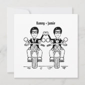 Douane Twee Grooms Biker Motorfiets Bruiloft Kaart (Voorkant)