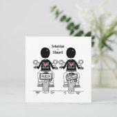 Douane Twee Grooms Biker Motorfiets Bruiloft Kaart (Staand voorkant)