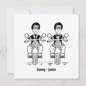 Douane Twee Grooms Biker Motorfiets Bruiloft Kaart (Voorkant)