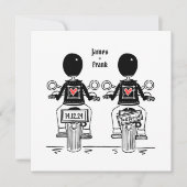 Douane Twee Grooms Biker Motorfiets Bruiloft Kaart (Voorkant)