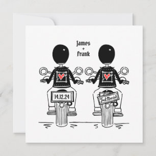 Douane Twee Grooms Biker Motorfiets Bruiloft Kaart