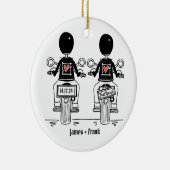 Douane Twee Grooms Biker Motorfiets Bruiloft Keramisch Ornament (Rechts)