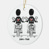 Douane Twee Grooms Biker Motorfiets Bruiloft Keramisch Ornament (Links)