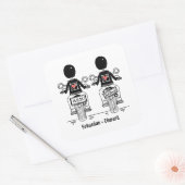 Douane Twee Grooms Biker Motorfiets Bruiloft Vierkante Sticker (Envelop)