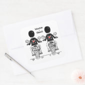 Douane Twee Grooms Biker Motorfiets Bruiloft Vierkante Sticker (Envelop)