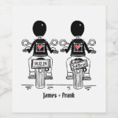Douane Twee Grooms Biker Motorfiets Bruiloft Wijn Etiket (Enkel label)