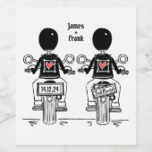 Douane Twee Grooms Biker Motorfiets Bruiloft Wijn Etiket (Enkel label)