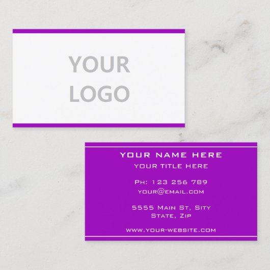 Douane Uw Eigen Ontwerp Paarse Visitekaartje (Voorkant / Achterkant)