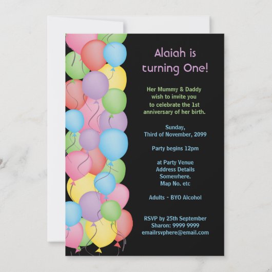 Douane van de Ballons van de Partij van de Kaart (Achterkant)