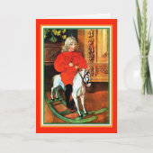 Douane van Kerstmis van het hobbelpaard en van het Feestdagen Kaart (Voorkant)