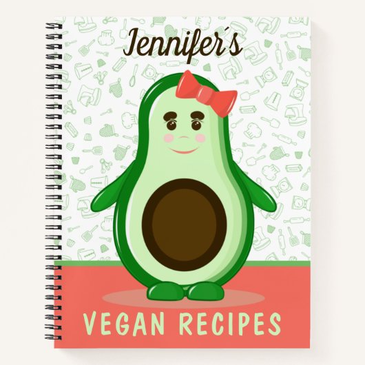 Douane Vegan Recipes, Cute Avocado Notitieboek (Voorkant)