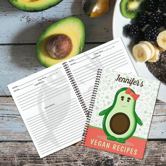 Douane Vegan Recipes, Cute Avocado Notitieboek