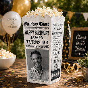 Douane Verjaardag Popcorn Doos, Krant Popcorn Bedankdoosjes