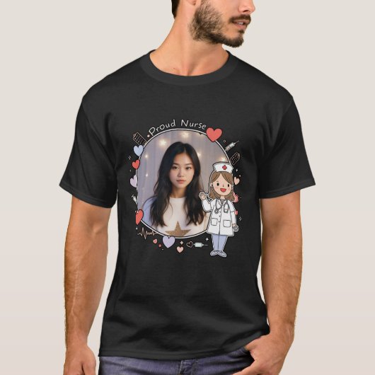 Douane Verpleegster Fotolijstje Cute Cartoon TShir T-shirt (Voorkant)