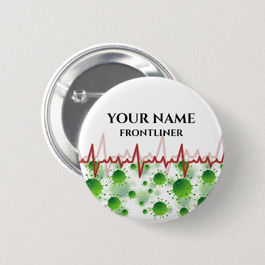 DOUANE-voorlijnnaam Ronde Button 5,7 Cm (Voorkant /achterkant)