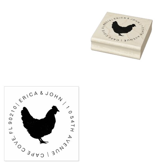 Douaneadres rubberzegel, Kippen Rubberstempel (Gestempeld)