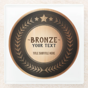 DOUANEAFDRUKDIJMEDAL Bronze Champion EDITABLE Glazen Onderzetter