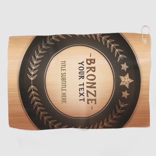 DOUANEAFDRUKDIJMEDAL Bronze Champion EDITABLE Golfhanddoek (Horizontaal)