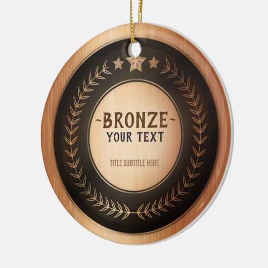 DOUANEAFDRUKDIJMEDAL Bronze Champion EDITABLE Keramisch Ornament (Links)