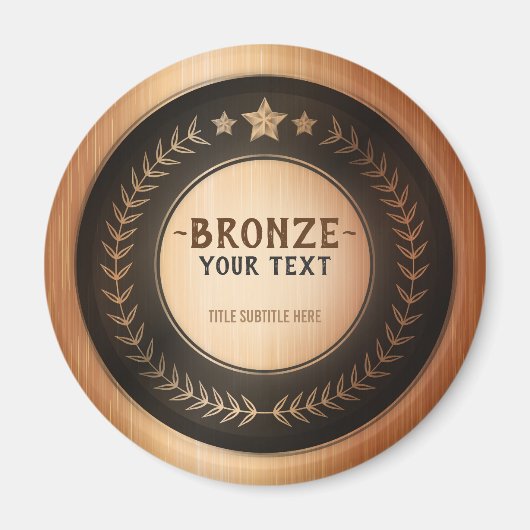 DOUANEAFDRUKDIJMEDAL Bronze Champion EDITABLE Magneet (Voorkant)