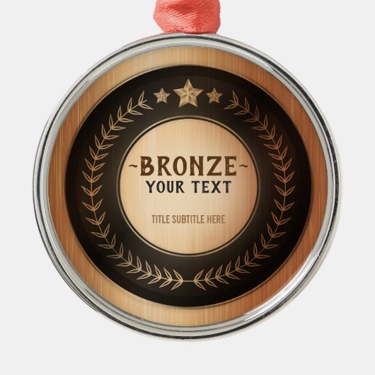 DOUANEAFDRUKDIJMEDAL Bronze Champion EDITABLE Metalen Ornament (Voorkant)