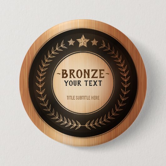 DOUANEAFDRUKDIJMEDAL Bronze Champion EDITABLE Ronde Button 7,6 Cm (Voorkant)