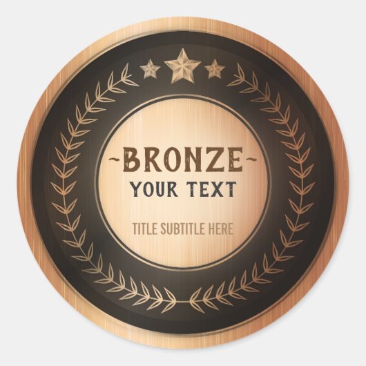 DOUANEAFDRUKDIJMEDAL Bronze Champion EDITABLE Ronde Sticker (Voorkant)