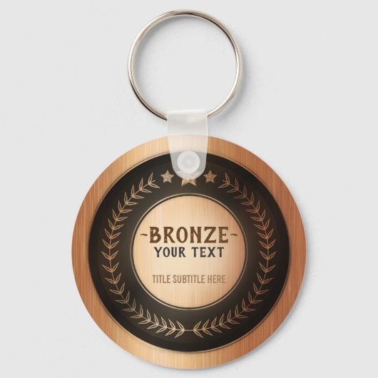 DOUANEAFDRUKDIJMEDAL Bronze Champion EDITABLE Sleutelhanger (Voorkant)