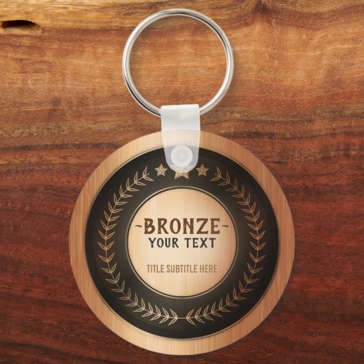DOUANEAFDRUKDIJMEDAL Bronze Champion EDITABLE Sleutelhanger (Voorkant)