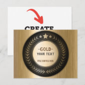 DOUANEAFDRUKDIJMEDAL Gold #1 VOEG UW LOGO UIT Aankondigingskaart (Voorkant / Achterkant)