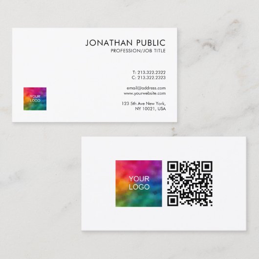 Douanebedrijf QR Code Logo Minimalistische Sjabloo Visitekaartje (Voorkant / Achterkant)