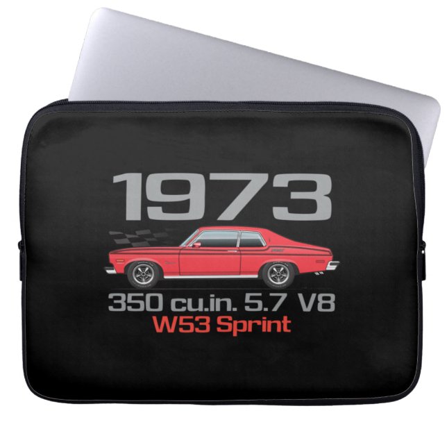 Douanebestelling 1973 350 cu.in.57 V8 W53 Sprint Laptop Sleeve (Voorkant)