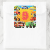 Douanebouw Vrachtwagen 9e Verjaardagspartij Favor Vierkante Sticker (Tas)