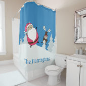 Douanedrukgordijn voor kerstman en rendier douchegordijn (In situ)