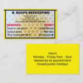 DOUANEHONEYCOMB-LIJST BEEKEEPNAAM VISITEKAARTJE (Voorkant / Achterkant)