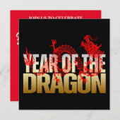 DOUANEJAAR VAN DE DRAAK VERJAARDAG FEEST KAART (Voorkant / Achterkant)