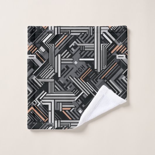 Douanemonogram Abstract Industrieel Patroon Bad Handdoek (Wasdoekje)