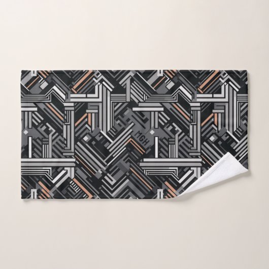 Douanemonogram Abstract Industrieel Patroon Bad Handdoek (Handdoek)