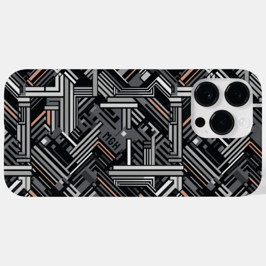 Douanemonogram Abstract Industrieel Patroon Case-Mate iPhone Case (Achterkant (horizontaal))