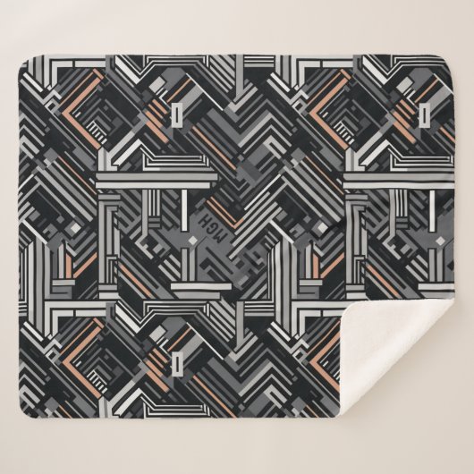 Douanemonogram Abstract Industrieel Patroon Sherpa Deken (Voorkant (horizontaal))