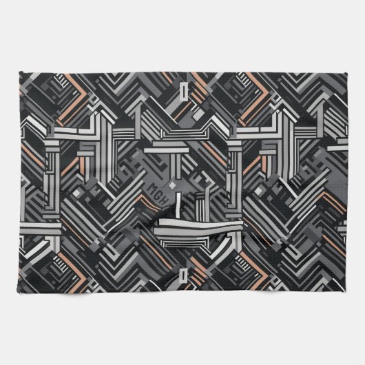 Douanemonogram Abstract Industrieel Patroon Theedoek (Horizontaal)