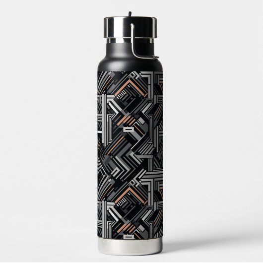 Douanemonogram Abstract Industrieel Patroon Waterfles (Links)