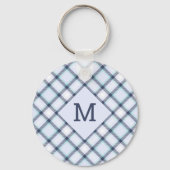 Douanemonogram & Naam Plaid/Tartanpatroon Sleutelhanger (Voorkant)